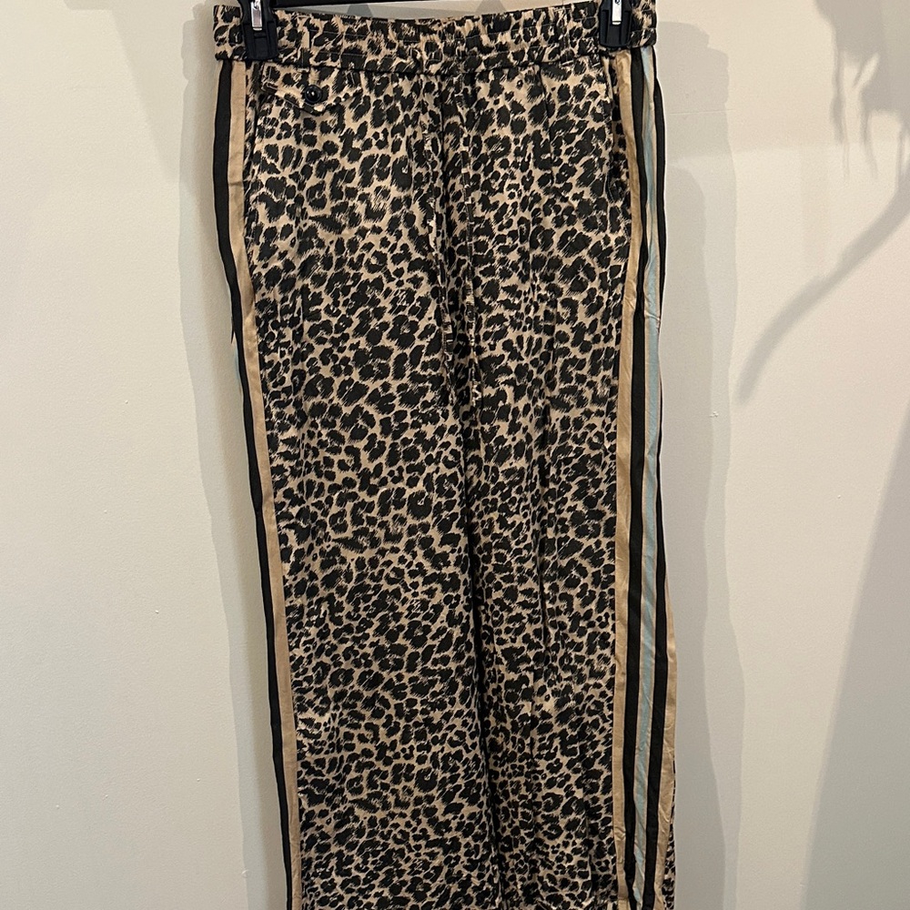 Maeve Leopard Print Pants with Black Stripes
